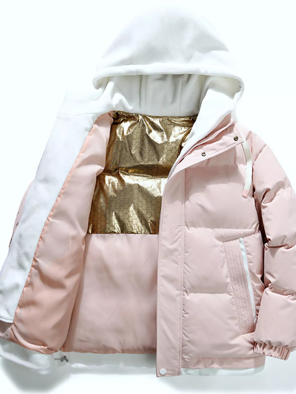 Men's Full Size Two-Tone Hooded Puffer Jacket Plus Size