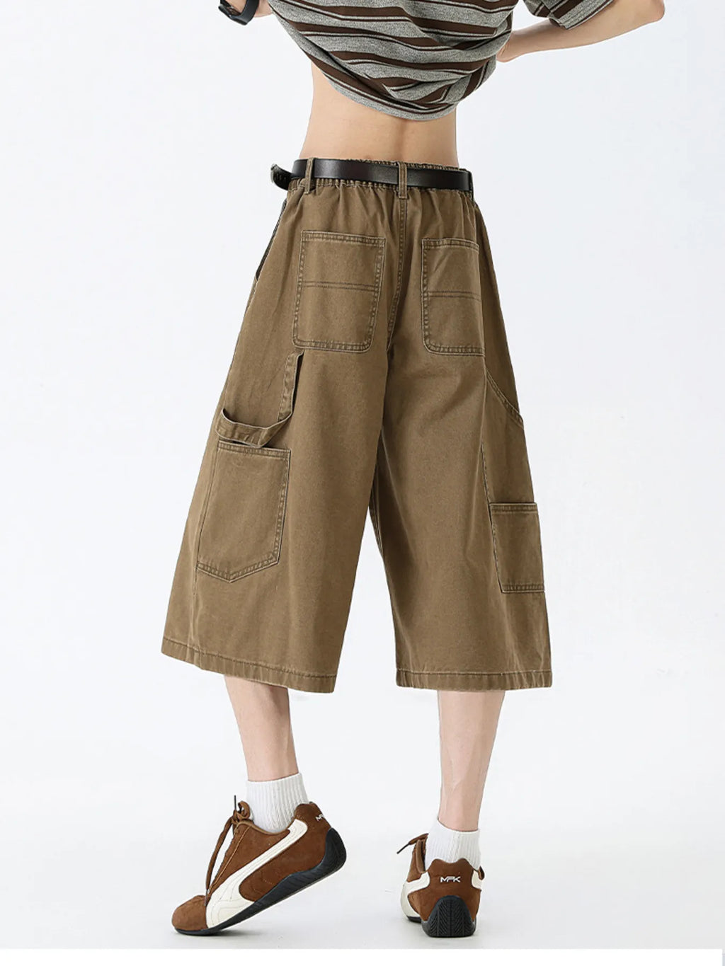 Men's Full Size Wide Leg Cargo Denim Shorts Plus Size