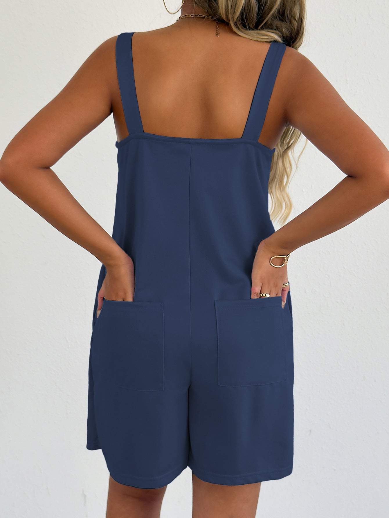 Sleeveless Casual Romper with Side Pockets