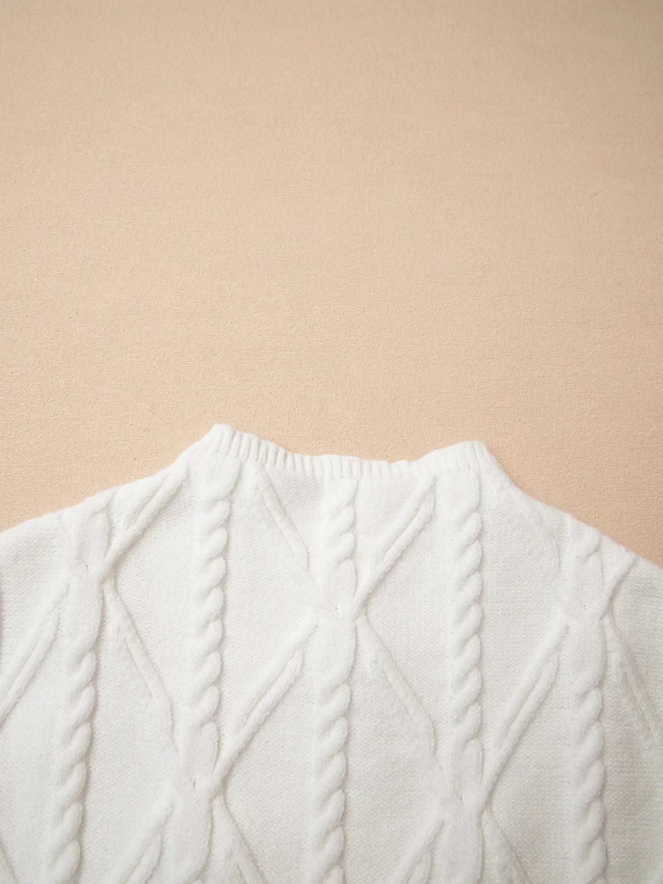 Pearled Mock Neck Textured Knit Sweater Vest
