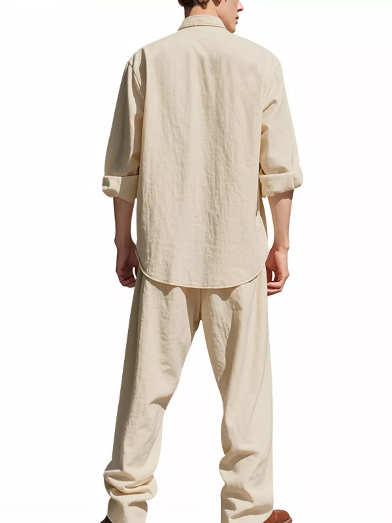 Men's Full Size Button Up Long Sleeve Shirt and Pants Plus Size