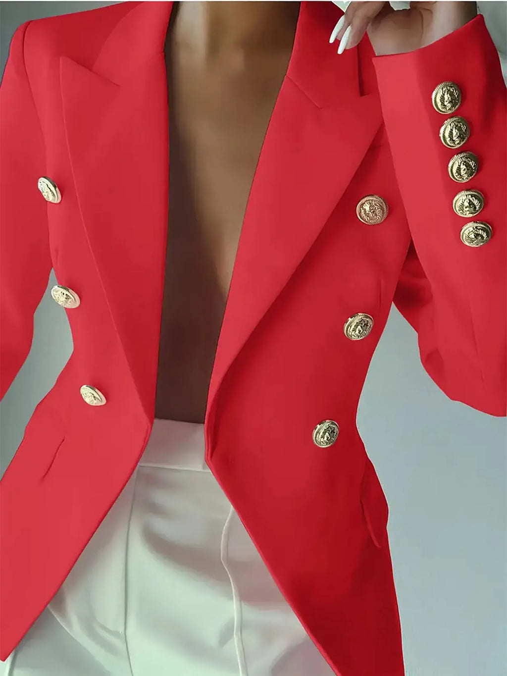 Decor Button Lapel Collar Blazer