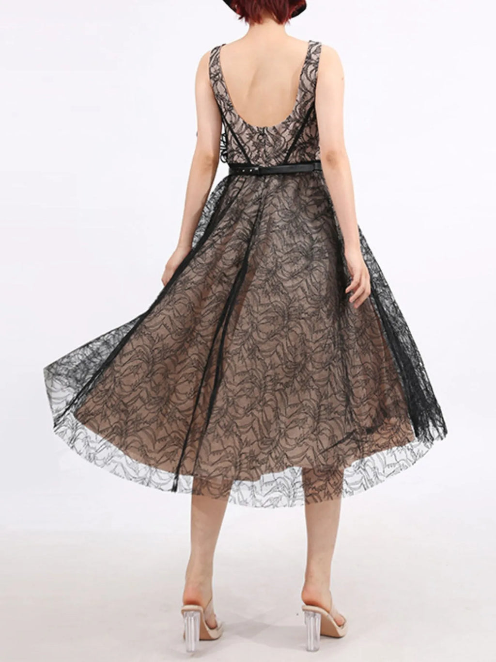 Lace Square Neck Midi Dress