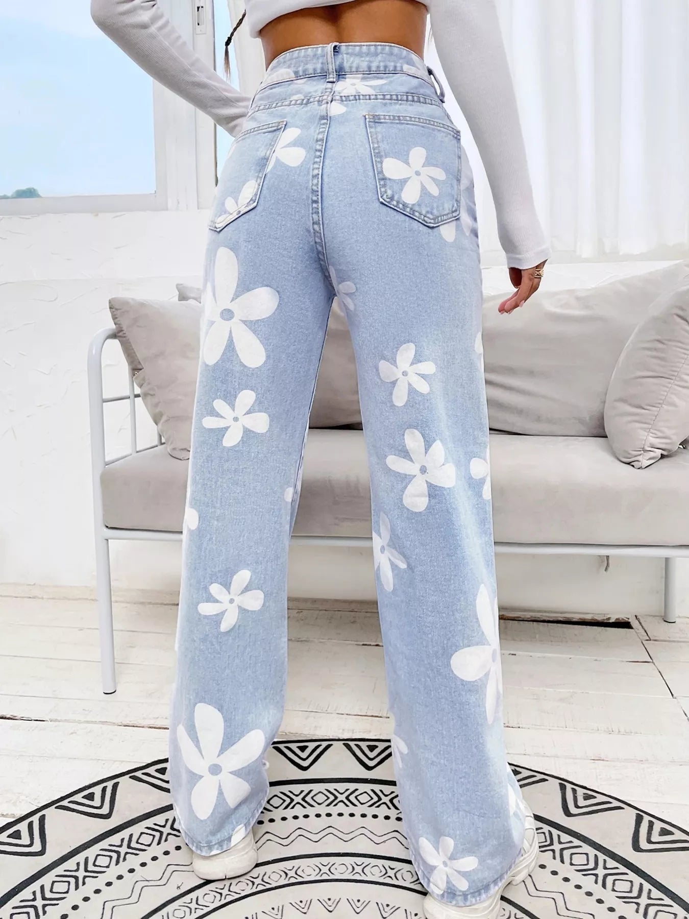 Floral Wide Leg Jeans