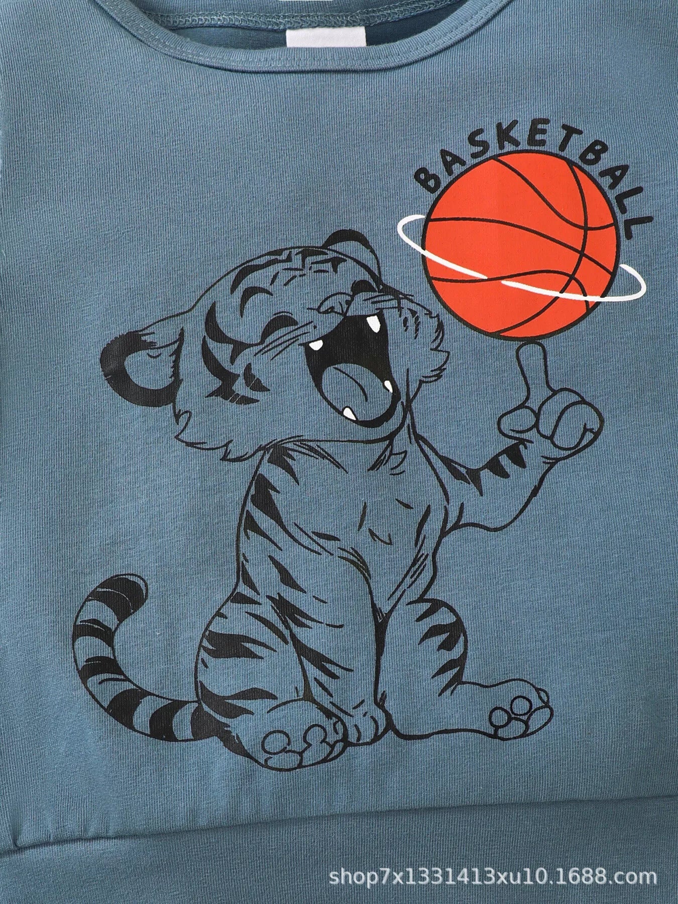 Children's Tiger Basketball Graphic Top and Pants Casual Set