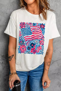 Floral Flag Aesthetics Patriotic Graphic T Shirt