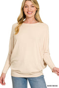 Zenana Hacci Dolman Sleeve Boat Neck Top