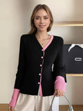 Contrast Trim Ribbed Knit Cardigan