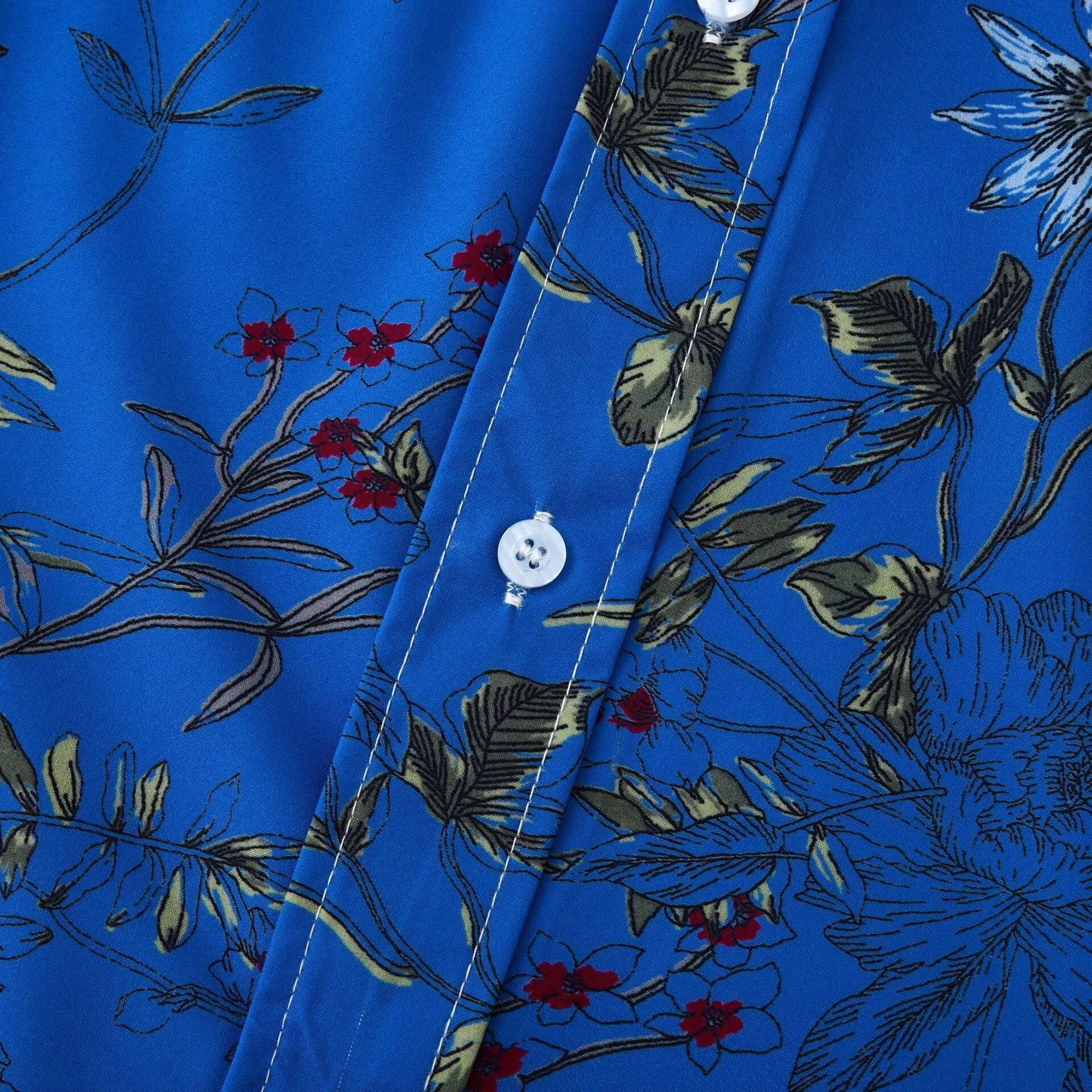 Men's Plus Size Floral Print Short Sleeve Button Down Casual Shirt