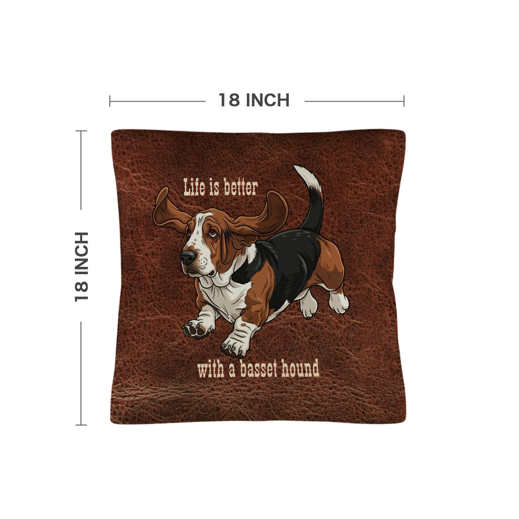Baha Ranch Basset Hound Life is Better Throw Pillow Case Made in America