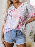 Leopard Print V-Neck Casual Blouse