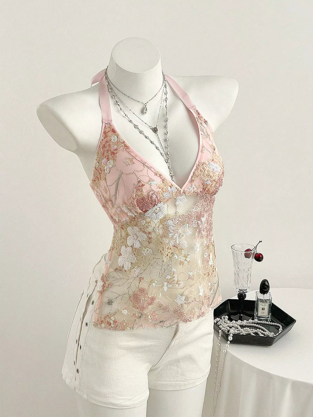 Sequin Halter Neck Cami