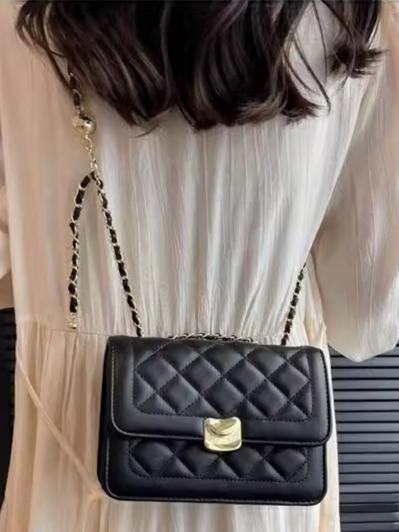 Quilted Flap Chain Crossbody Bag