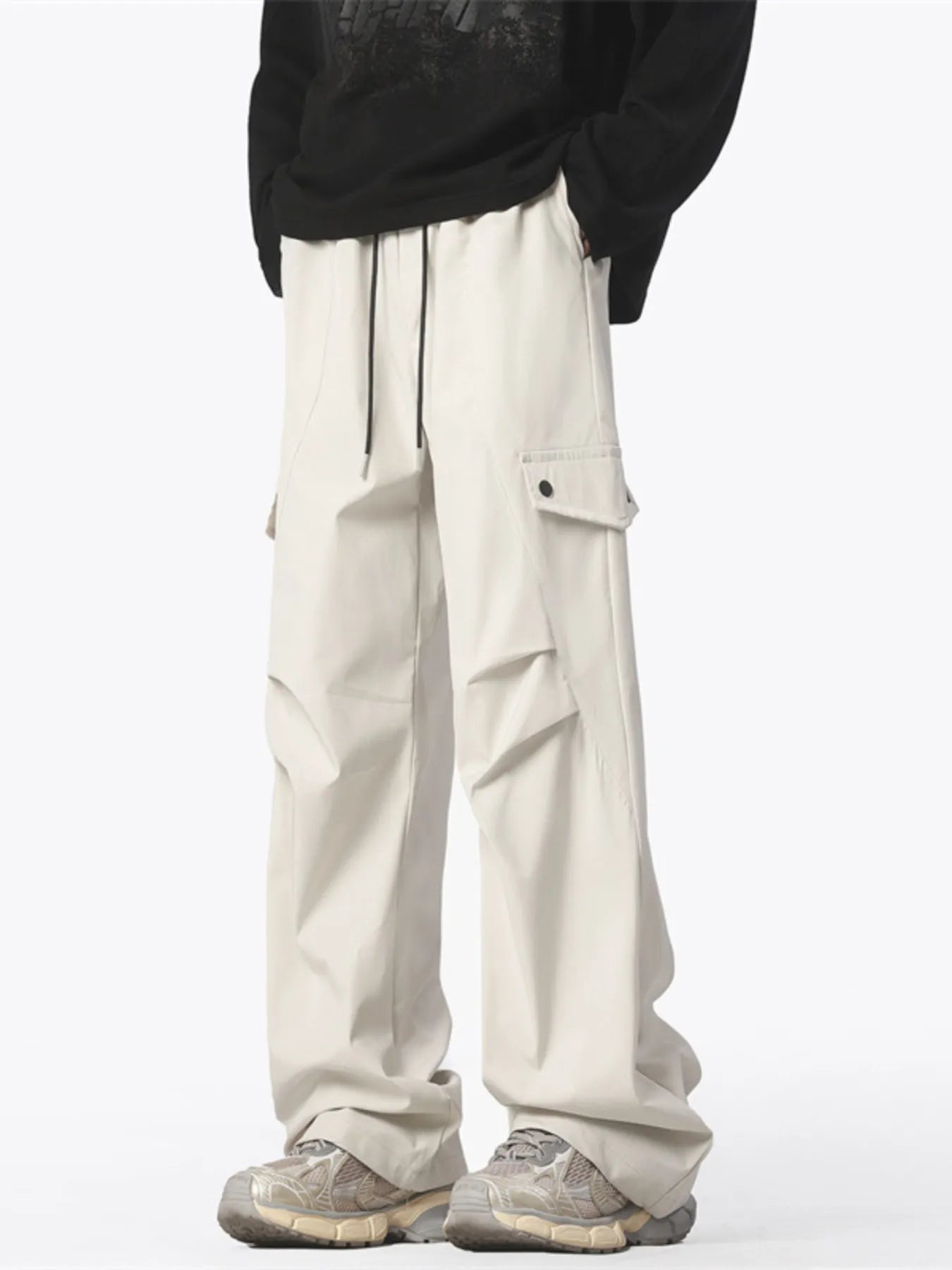 Men's Plus Size Drawstring Wide Leg Cargo Pants