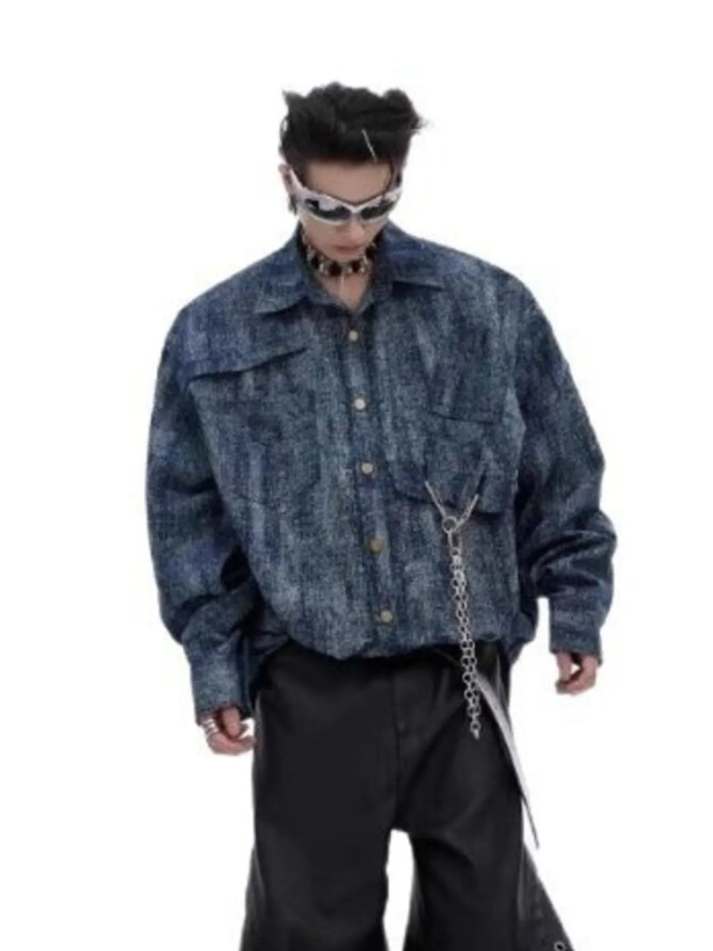 Men's Full Size Oversized Button Up Denim Shirt Plus Size