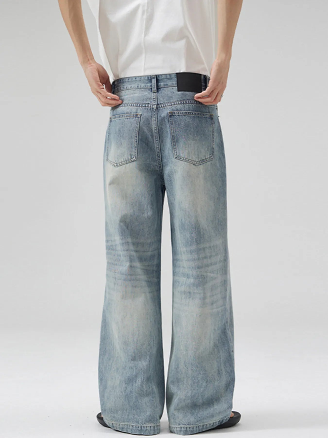 Men's Full Size Washed Wide Leg Jeans Plus Size