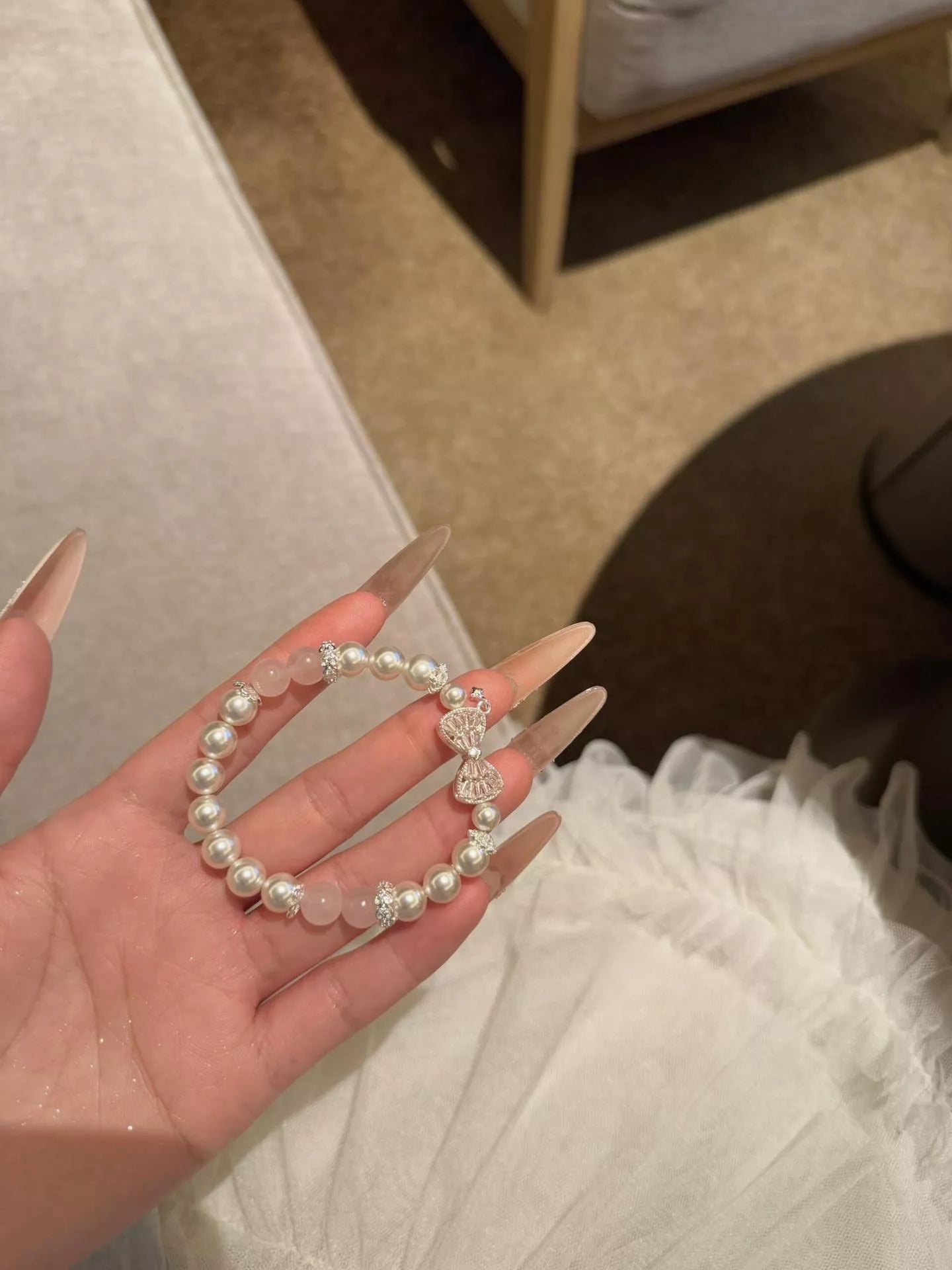 Bow Charm Pearl Bracelet