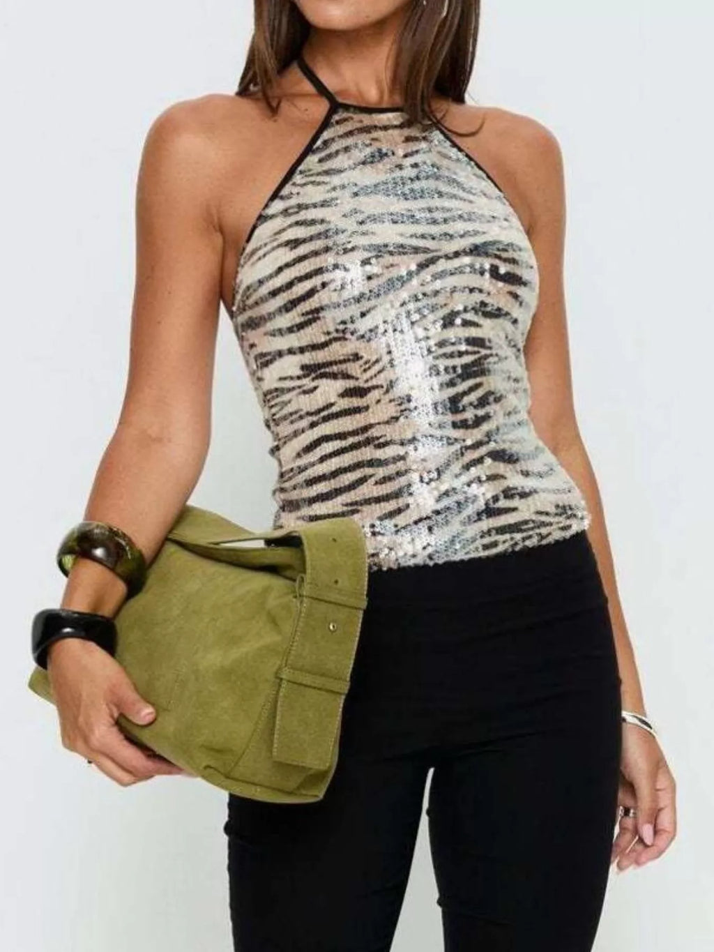 Sequin Tiger Print Cami