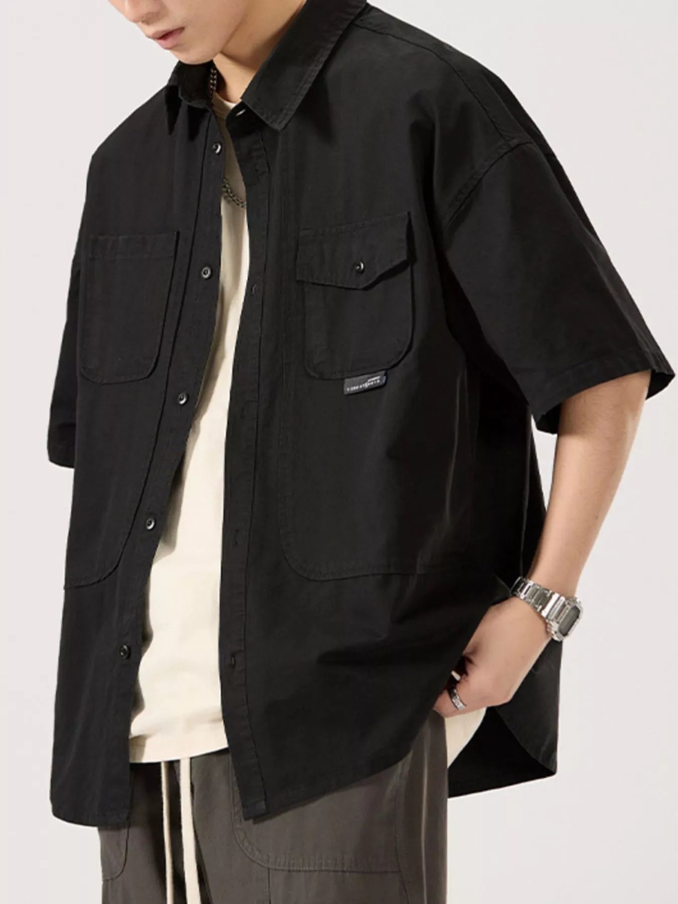 Men's Full Size Button Up Half Sleeve Shirt Plus Size