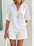 Full Size Half Sleeve Top and Shorts Set Plus Size
