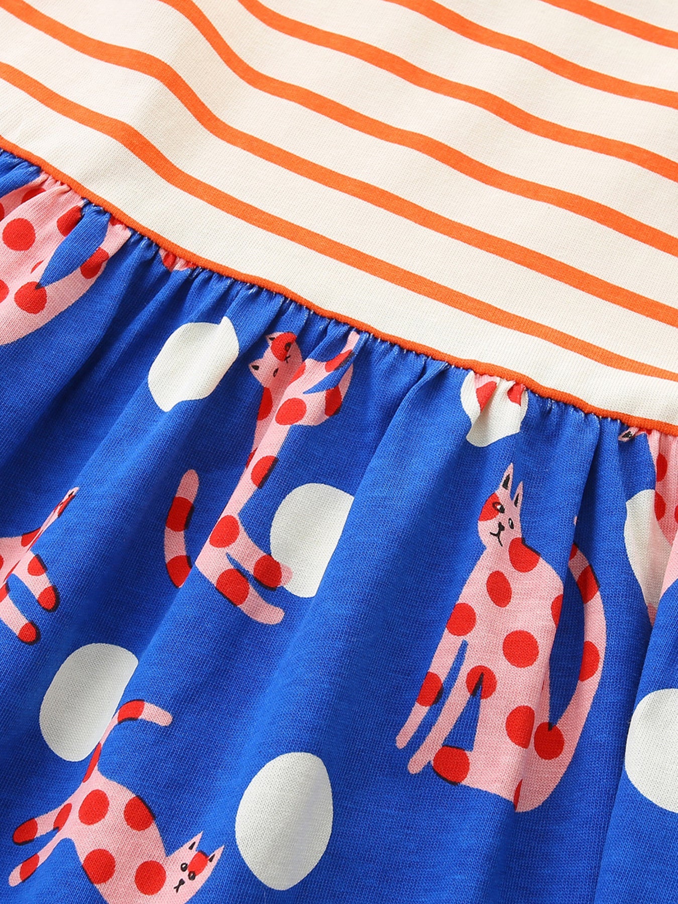 Children's Striped Animal Print Ruffled Dress