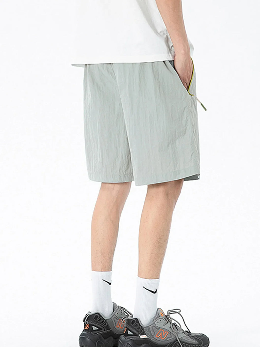 Men's Lightweight Drawstring Shorts with Zipper Pockets