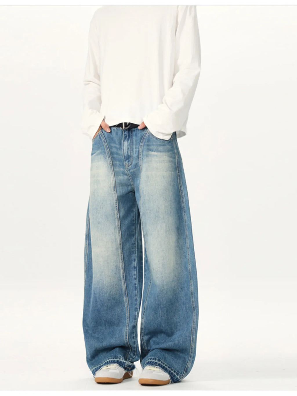 Men's Washed Wide Leg Jeans
