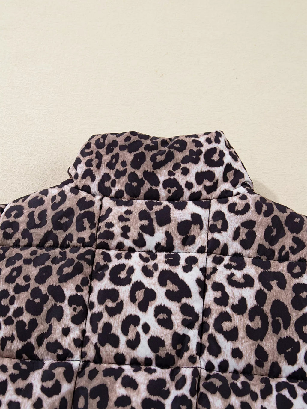 Leopard Quilted Full Zipper Casual Puff Vest
