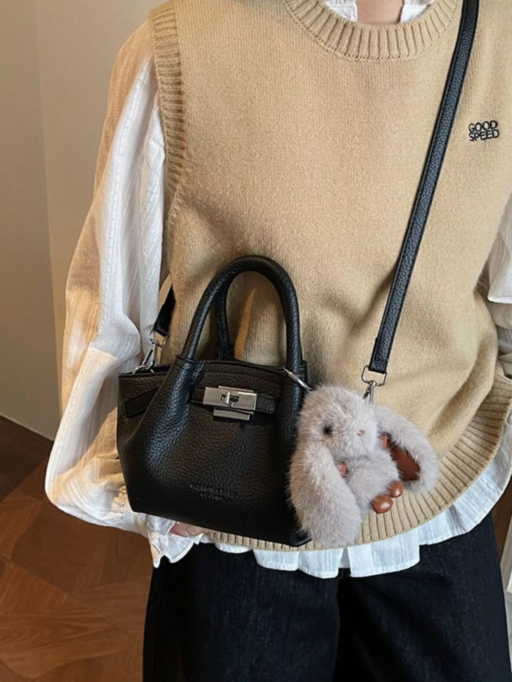 Top Handle Leather Crossbody Bag