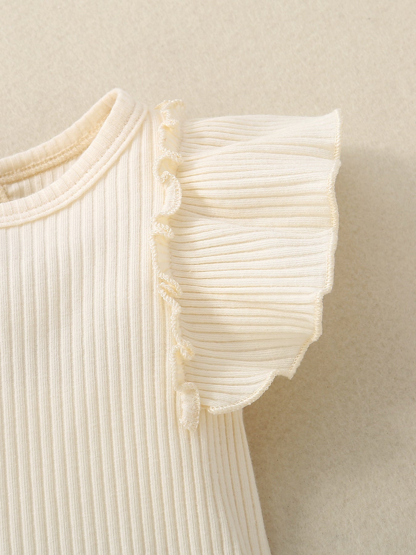 Children's Ribbed Ruffle Trim Bodysuit & Shorts Set