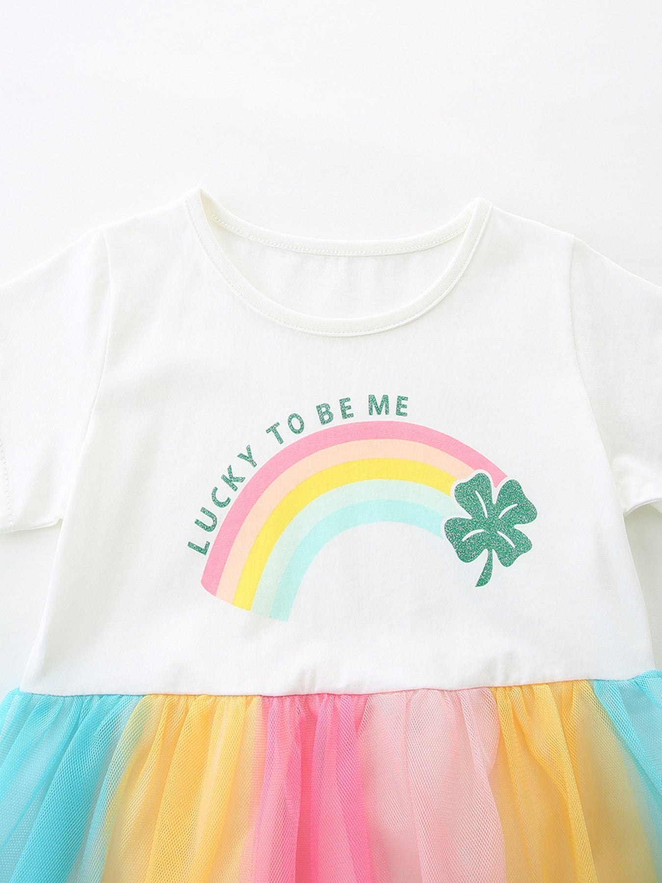 Children's Rainbow Short Sleeve Tulle Dress