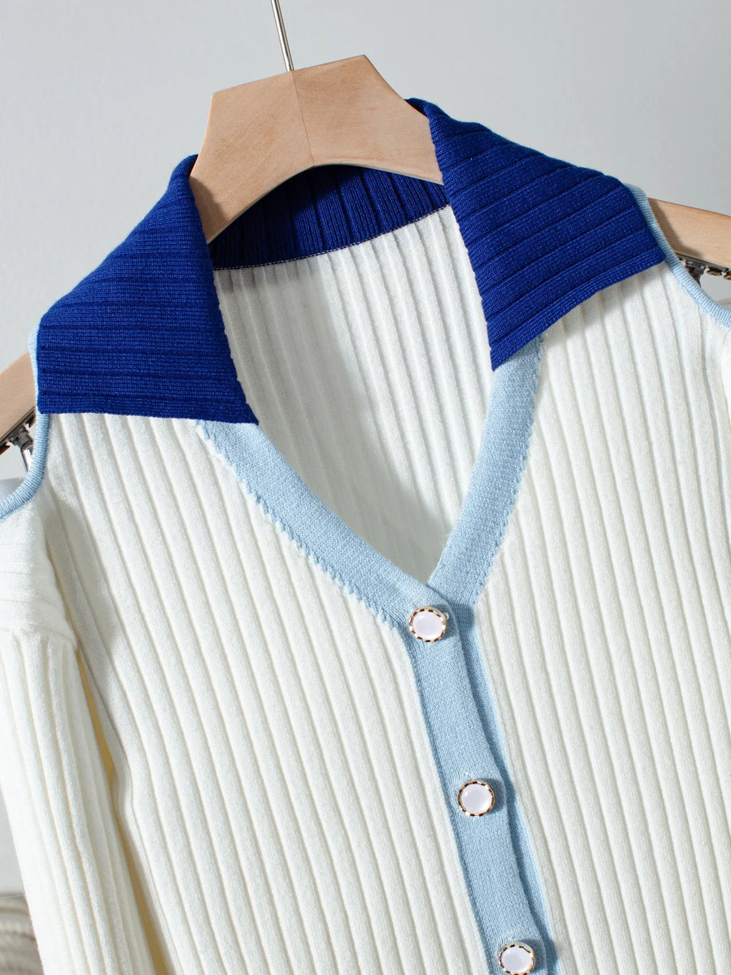 Ribbed Knit Cold Shoulder Cardigan