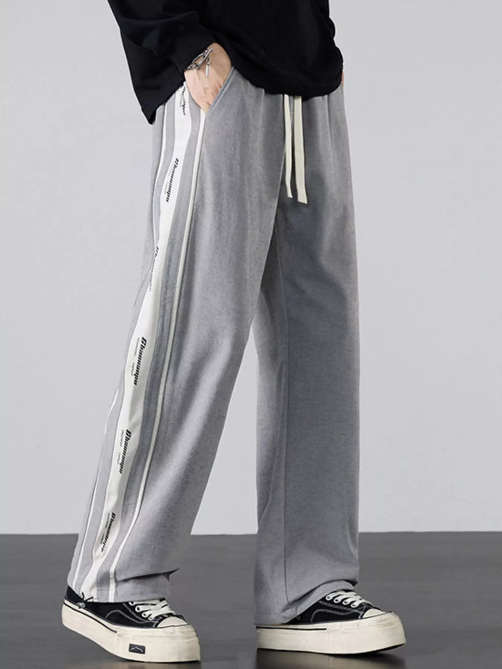 Men's Plus Size Striped Side Loose Fit Casual Pants