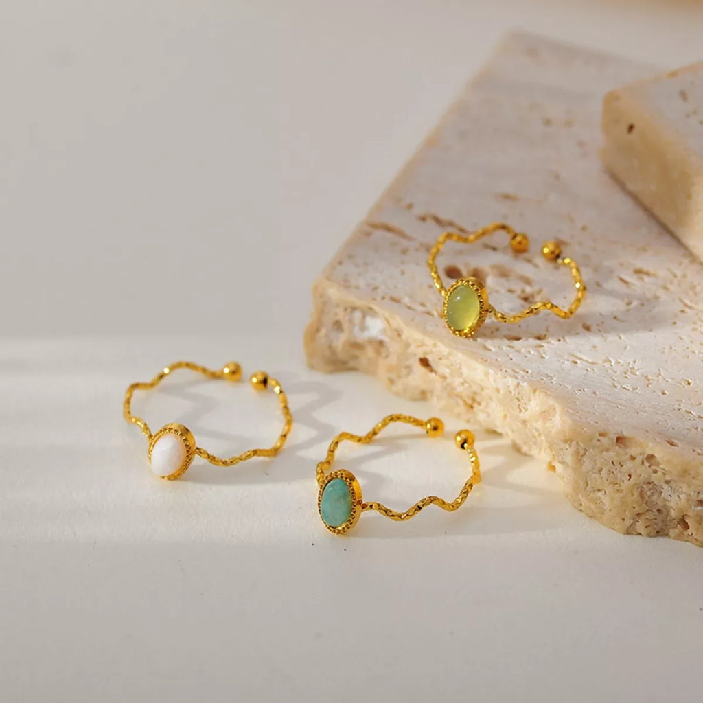 18K Gold-Plated Wave Open Ring