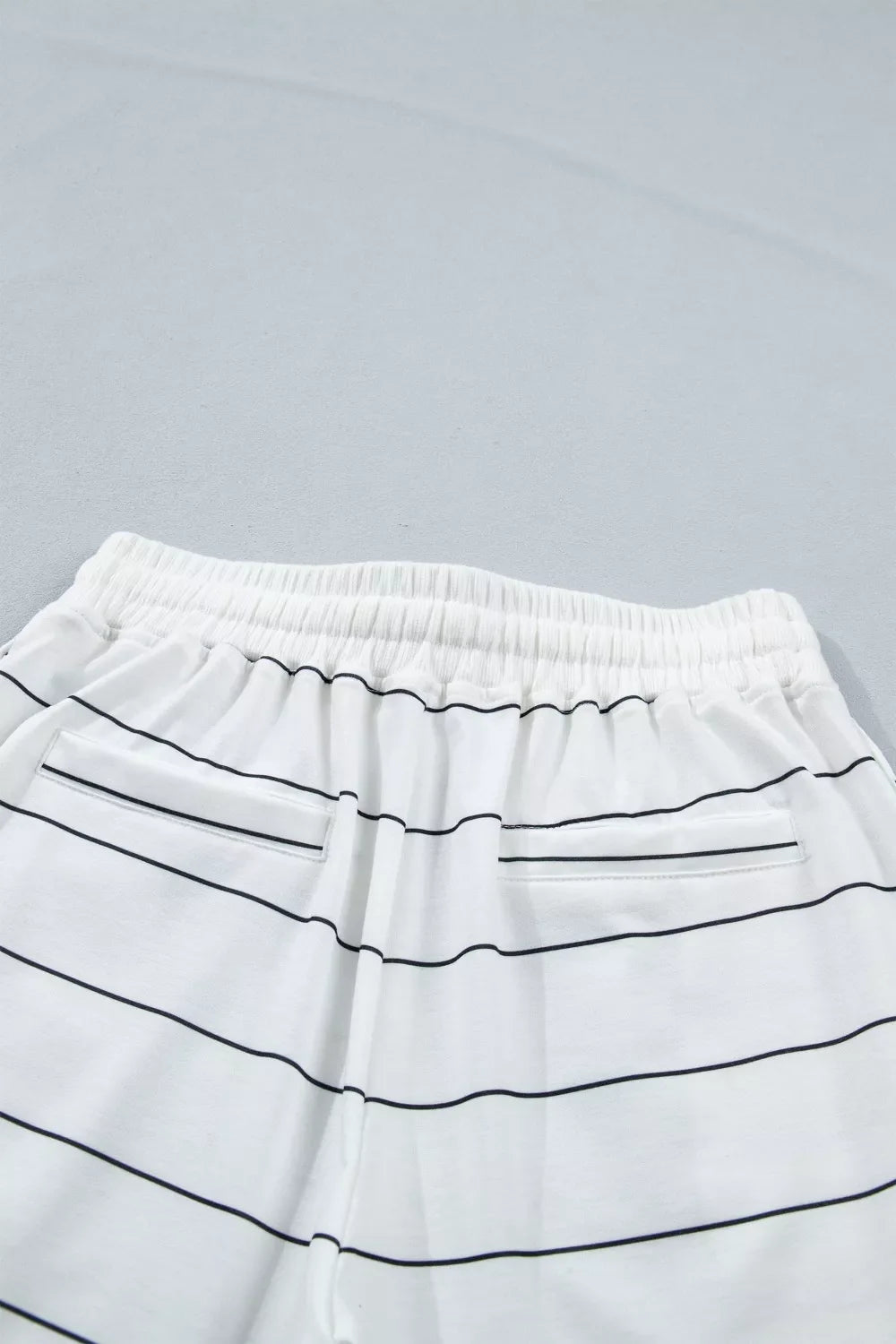 Stripe Half Sleeve Tee and Drawstring Shorts Set