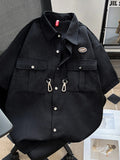 Men's Plus Size Waffle Texture Button Up Shirt