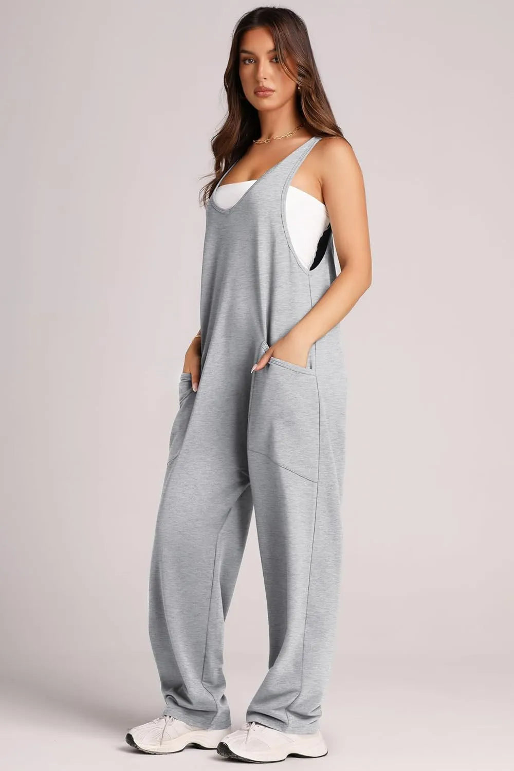 Lovelet V-Neck Wide Strap Overalls