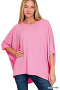 Zenana Raised Rib Bat Sleeve Top
