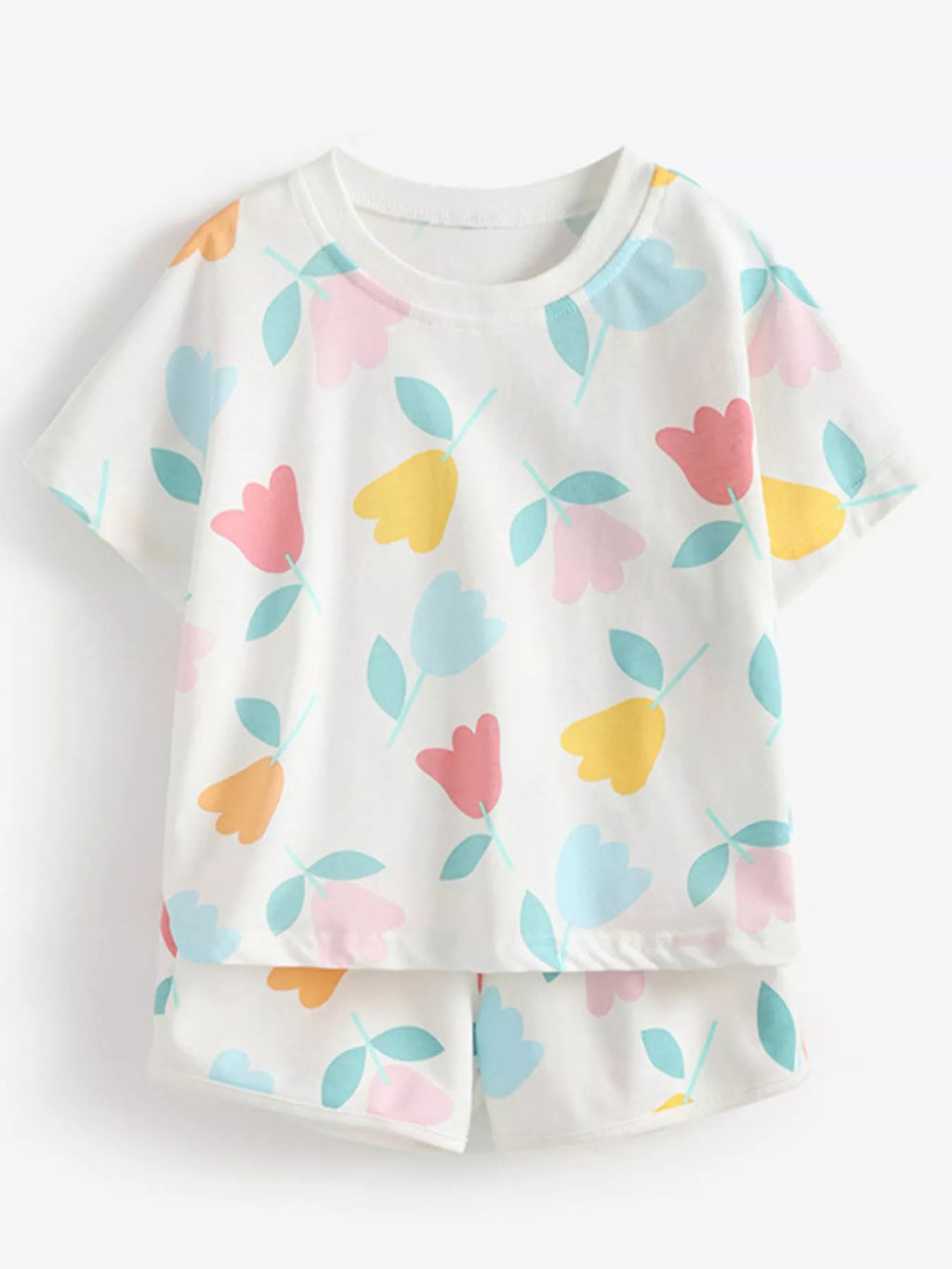 Children's Floral Print Tee and Shorts Set