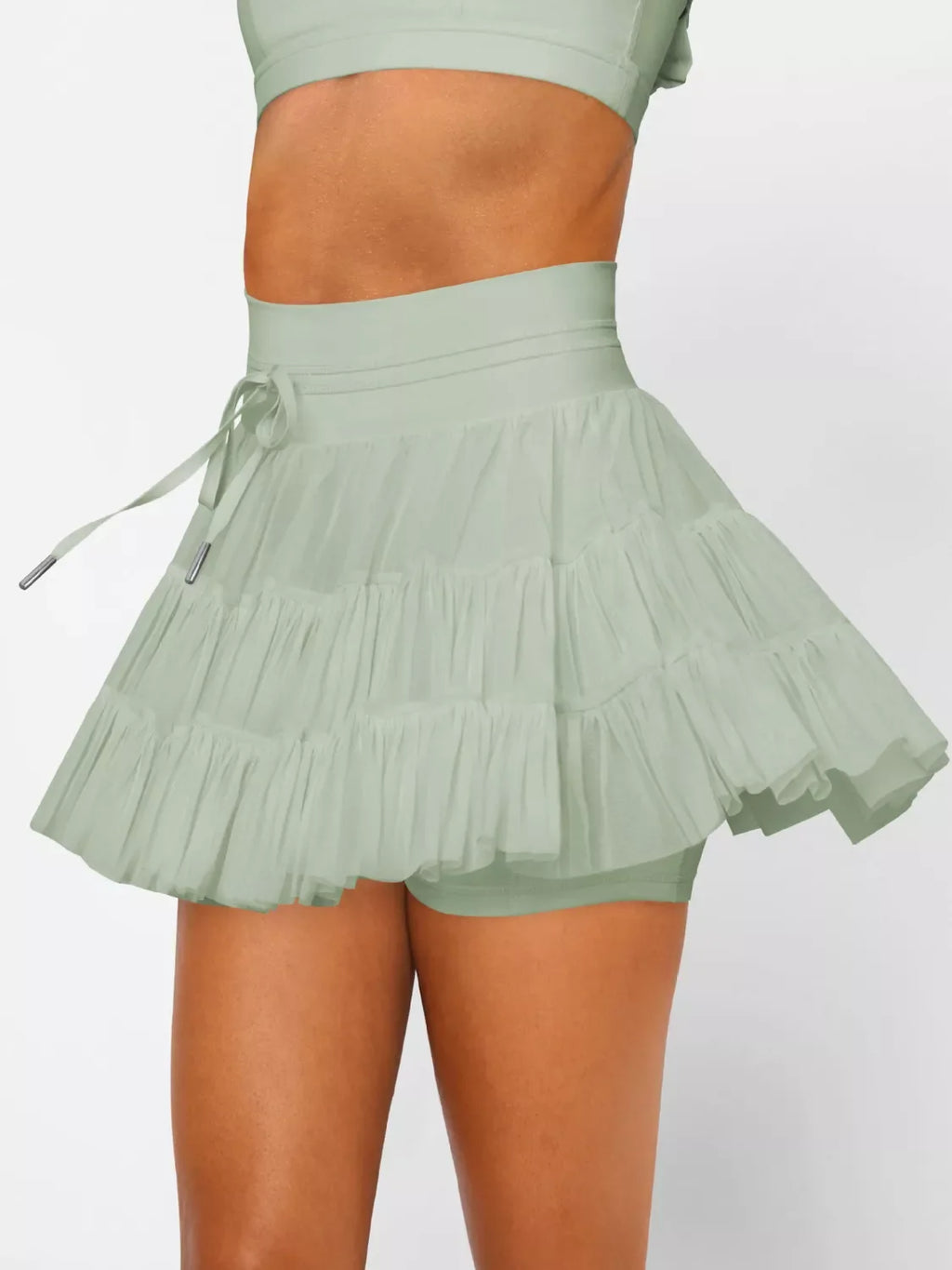 Tiered Skort with Drawstring
