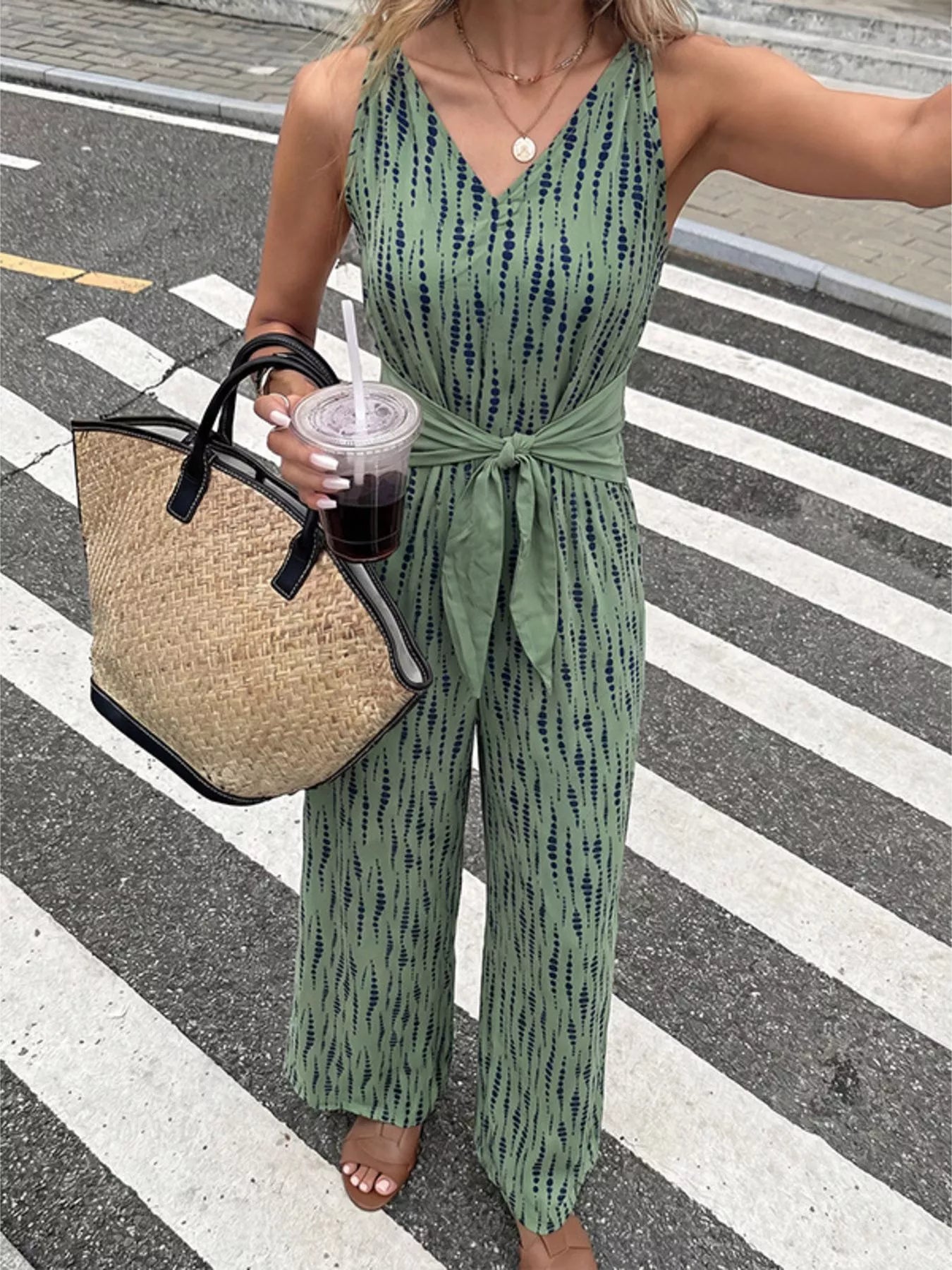Printed Wide Leg Jumpsuit