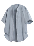 Men's Plus Size Casual Striped Button Up Shirt