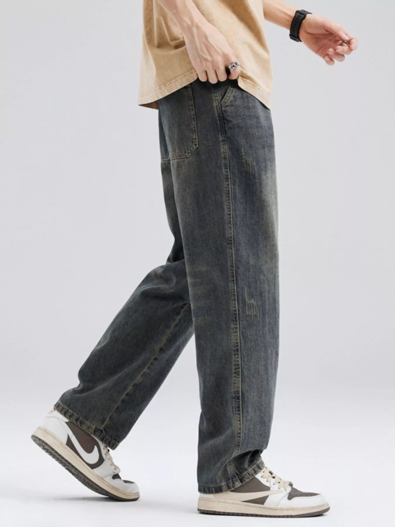 Men's Full Size Washed Relaxed Fit Jeans Plus Size
