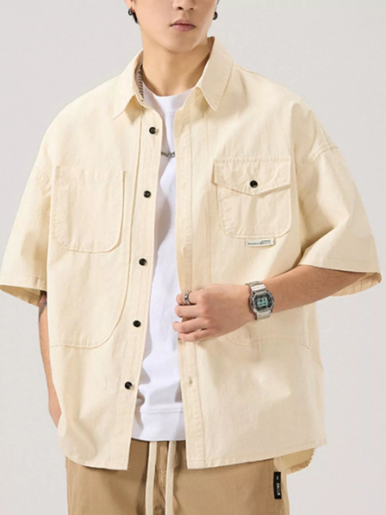 Men's Full Size Button Up Half Sleeve Shirt Plus Size