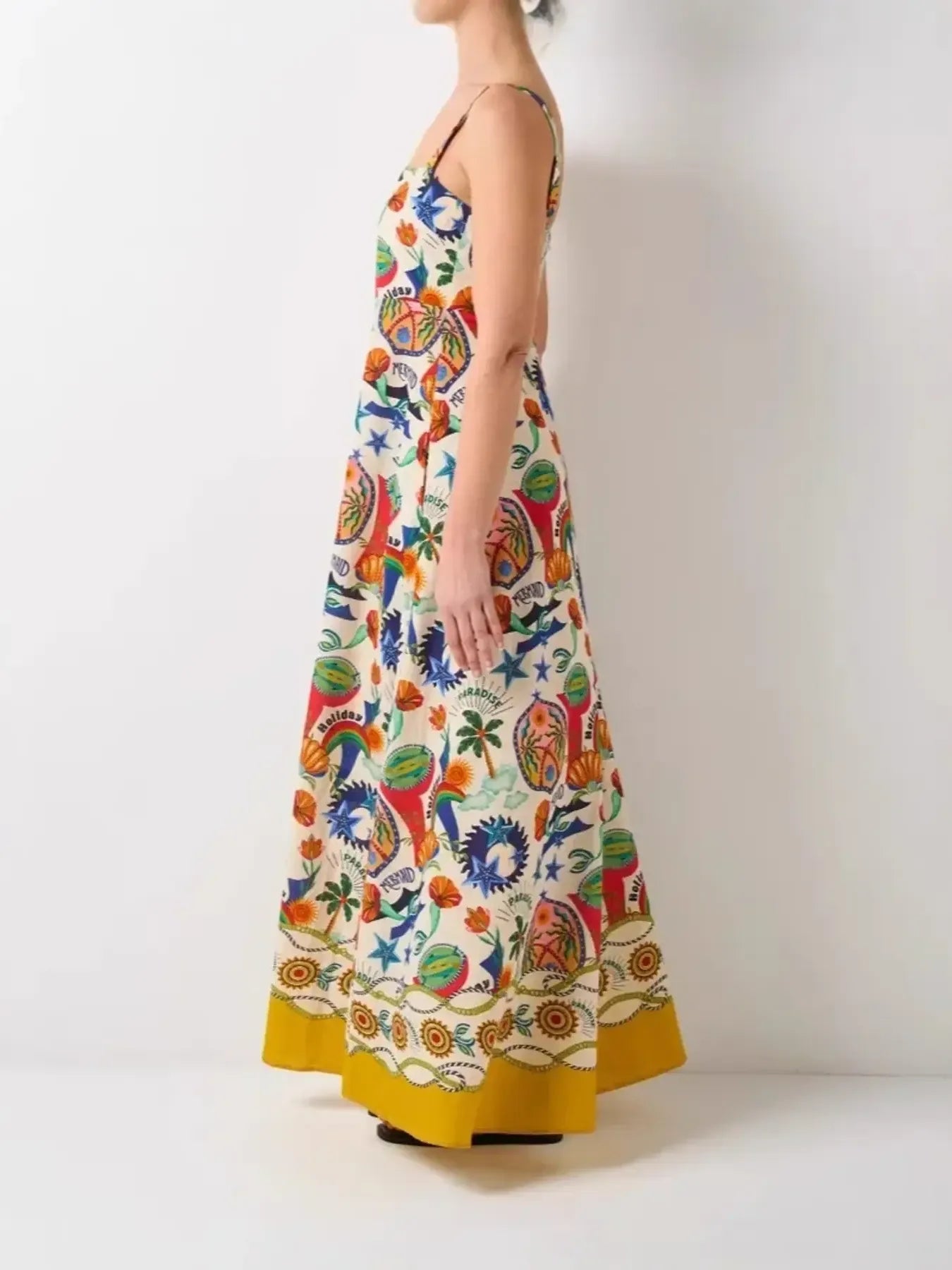 Printed Square Neck Maxi Cami Dress