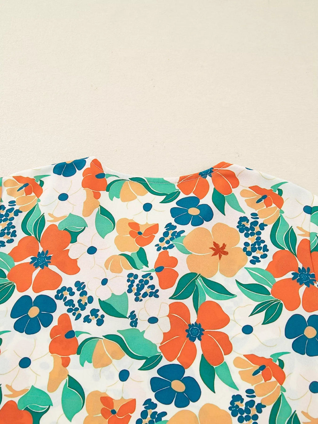 Frilled V Neck Floral Print Blouse