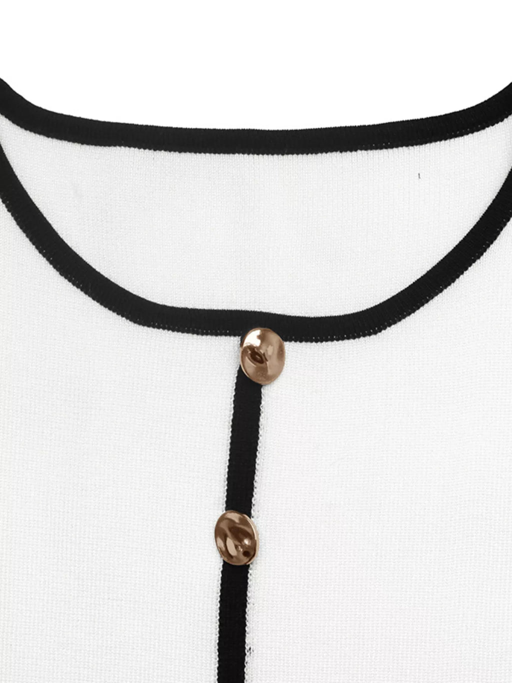 Contrast Trim Button Decor Knit Top
