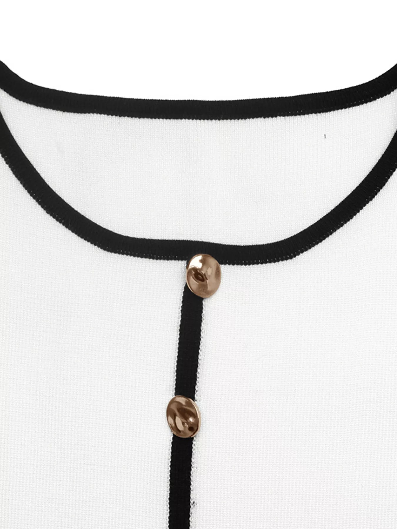 Contrast Trim Button Decor Knit Top