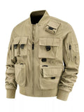 Men's Plus Size Multi-Pocket Tactical Bomber Jacket
