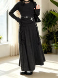 Ribbed Knit Long Sleeve Top and Skirt Set